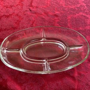 Vintage Thick Clear Pressed Glass Sectional Tray 12”x8.5” inches